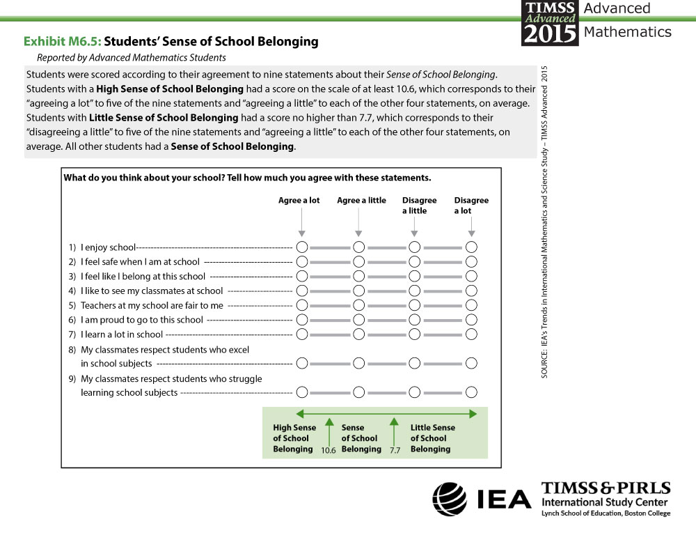 Students' Sense of School Belonging About the Scale